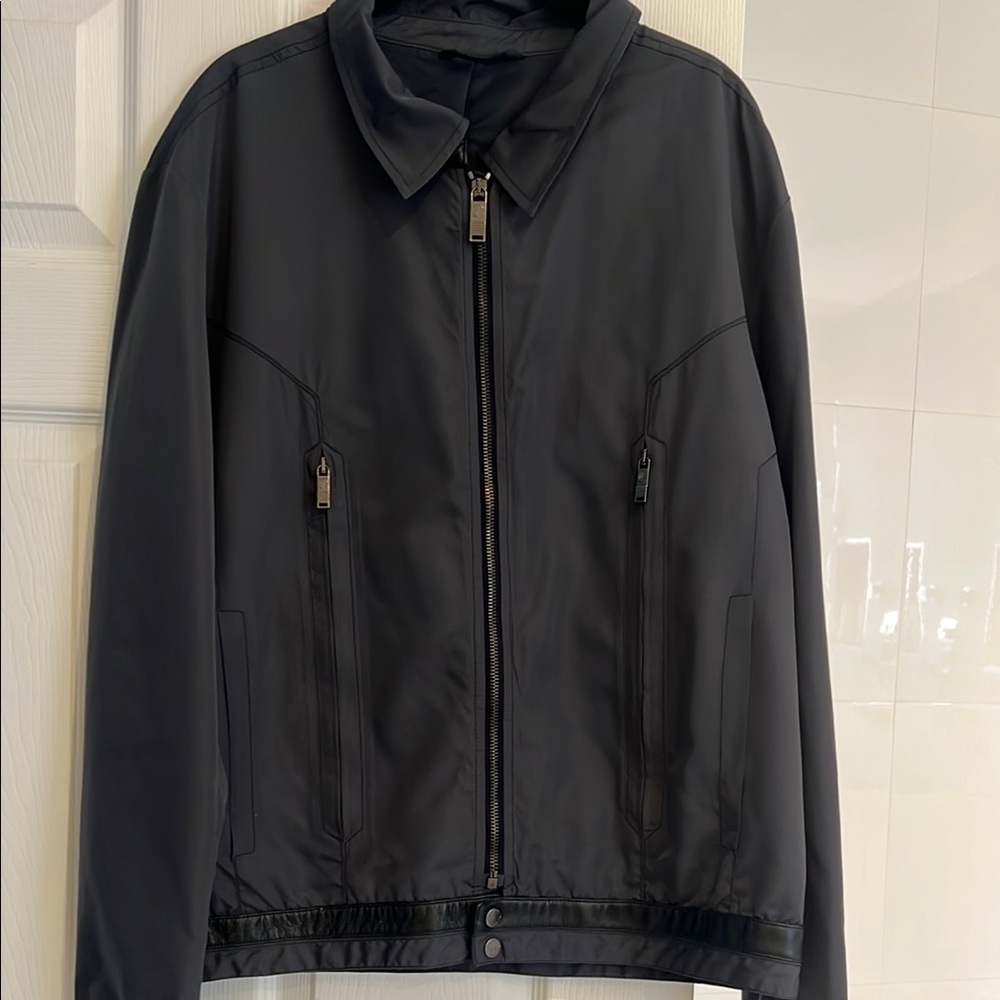 Versace Black Windbreaker Jacket Sleek Minimalist Design
